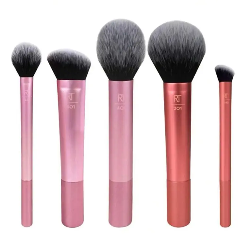 Real Techniques Women's 5-Piece Face Essentials Makeup Brush Set - Essential Brushes (400, 448, 201, 243, 401) for Face, Cheek & Soft Application