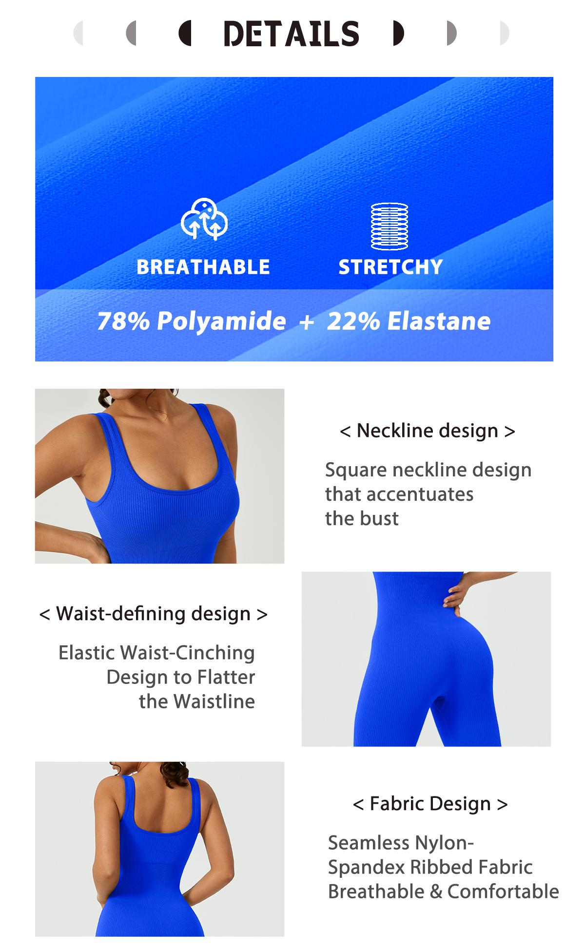 NcmRyu Women's Square Neck Sleeveless Unitard - Cinched Waist Seamless Stretchy Jumpsuit for Yoga Workout Casual tracksuit gym Fitness Outfit