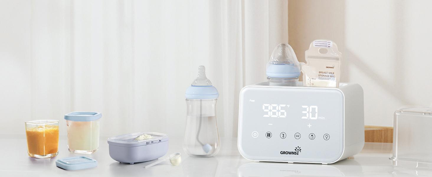 Grownsy Baby Bottle Warmer 10-in-1 with LCD Display, Defrost, Sterilizing, Keep 24H, Double Bottle Warmer for Breastmilk & Formula, 2024