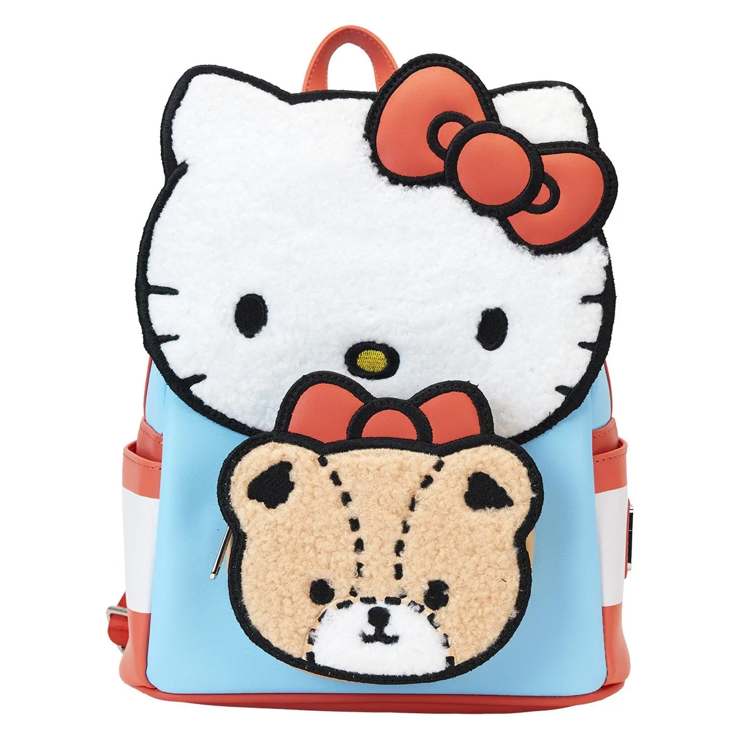 Loungefly Sanrio Hello Kitty & Tiny Chum Cute Mini Backpack Purse in Faux Leather with Sherpa Applique, Women's Collectibles, Everyday Carry, Casual Wear, Basic, Adjustable Strap, Graphic Print