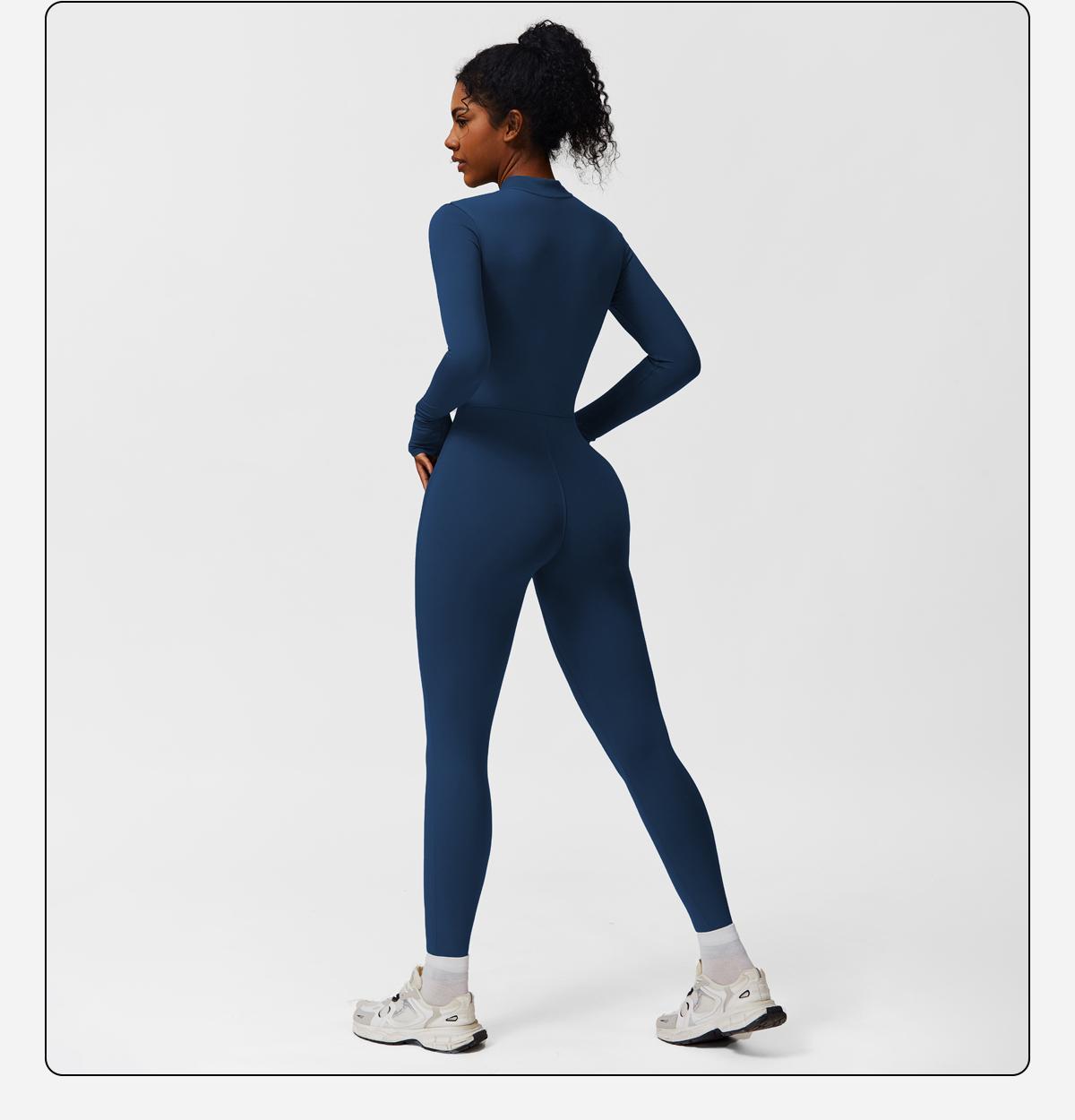 Women's Solid Zip-Up Skiing Jumpsuit by MFVIM - Casual Sporty Long-Sleeve Jumpsuit for Skiing and Cycling, Ladies' Activewear for Fall and Winter Workout Gym Clothing SpringStatements