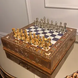 Personalized Luxury Wooden Chess Set for Men, Anniversary Gift for Husband, Engraved Handmade Chess Board with Storage