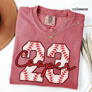 Comfort Colors Baseball Tee, Custom Baseball Number Shirt, Personalized Baseball Player Shirt, Baseball Fan Gift, Sports Mom tee, Game Day women tops