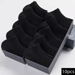 10 Pairs Of Light And Breathable Black Women's Short Socks - Solid Color Basic Everyday Casual Socks, Soft And Comfortable Fit, Sweat-Proof And Odor-Resistant Low-Top Socks, Four-Season Women's Socks, Simple Design, Comfortable Experience, Casual Socks