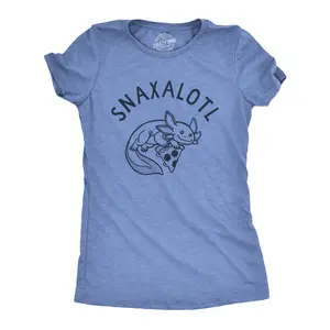 Womens Snaxalotl T Shirt Funny Cute Snacking Axolotl Tee for Ladies Funny Womens T Shirts Cute Vintage Fashion Casual Ladies T-Shirt Gift Food Tops for Women Funny Animal Top Women's Novelty Tees Light Blue
