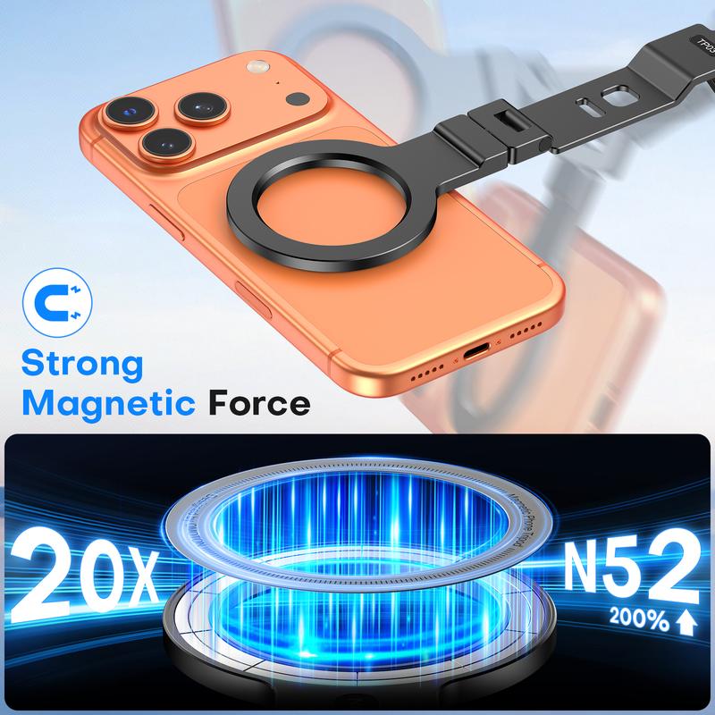 OMOTON TP03 Mini Tripod, Magnetic Phone Stand with 1/4 Screw Hole & Hanging Hook, Portable Phone Mount for Smartphone Camera Accessories-Black