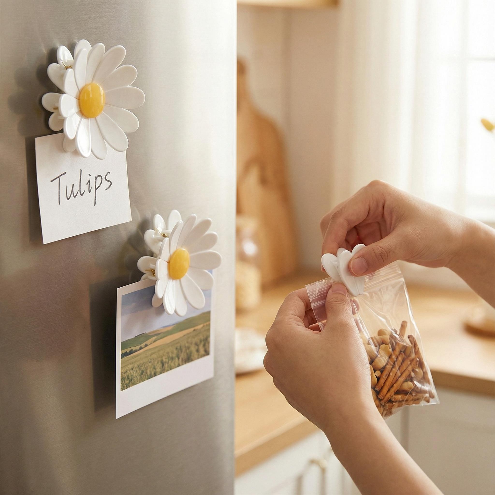 1 PC Magnetic Cherry Blossom Bag Clips,Magnetic Cherry Blossom Refrigerator Sealing Clip, Pink Sakura Food Sealing Clip for Snack, Bread & Pet Food Storage, Fridge Organizer & Kitchen Decor Gift