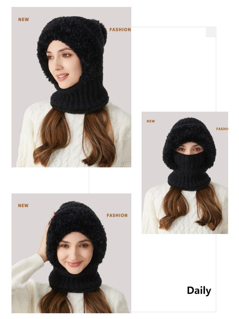 Winter Balaclava Hat Scarf Mask 3 in 1 Set Fleece Lined Windproof Thermal Hooded Neck Warmer with Ear Flaps for Outdoor Sports Cycling Skiing Snowboarding Motorcycling