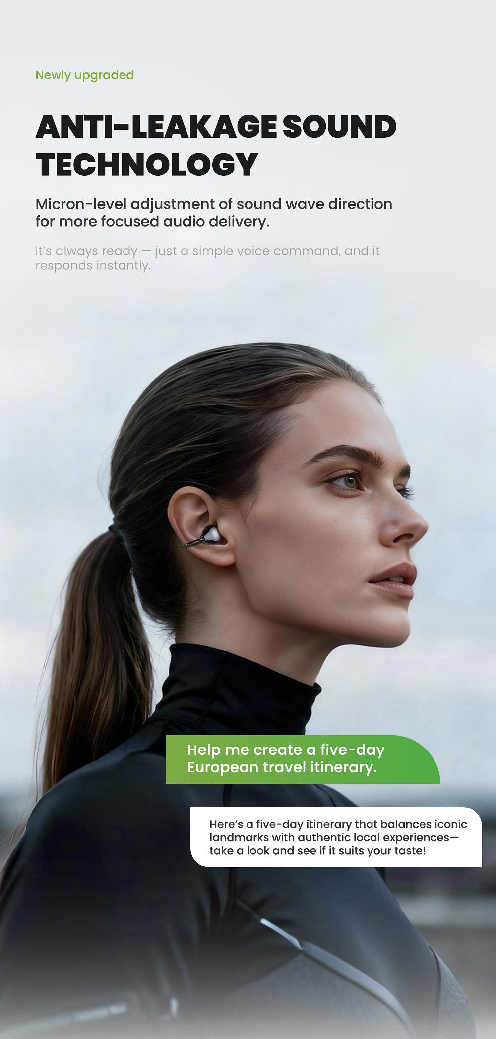 HTC NE67 AI Headset Translates 134 Languages with App Download Wireless Earphone 30-Hour Battery IPX Waterproof Hi-Fidelity Sound for Movies Music Sports Office