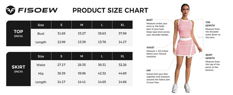 FISOEW Sports Womens 2 Piece Outfits Casual Sleeveless Contrast Color Tank Tops Workout High Waisted Skort Skirts Sets Fashion Minimalist FallFreshness Shorts Clothes,Valentine's Day Gift Recommendations