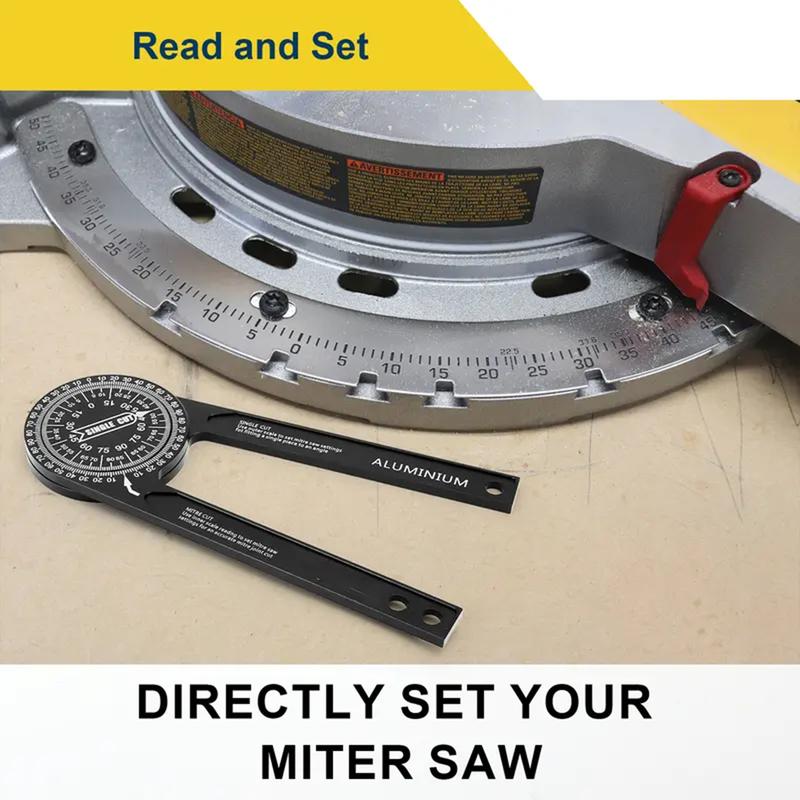 Aluminum Miter Saw Protractor for Woodworking, 360° Angle Finder with Laser-Engraved Scales Compatible with DW7084, Fits DW703, DW706, DW708, DW712, DW715, DW716, DW717, DW718, DWS780