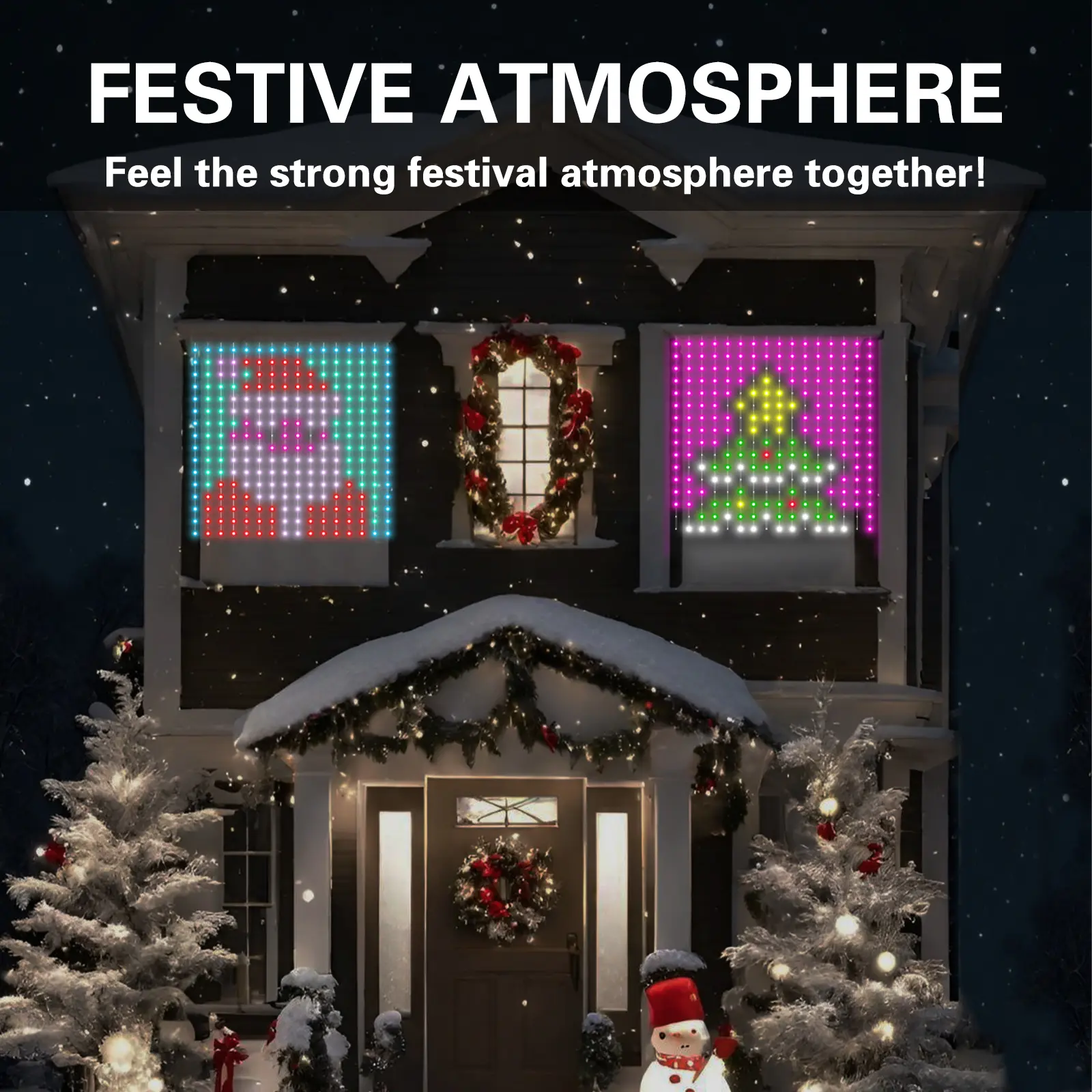 Whatook Smart  Curtain Lights, 5.24ft*5.24ft 256 Lights with App Remote Control,  LED Curtain String Lights for Bedroom Wall Outdoor Decor