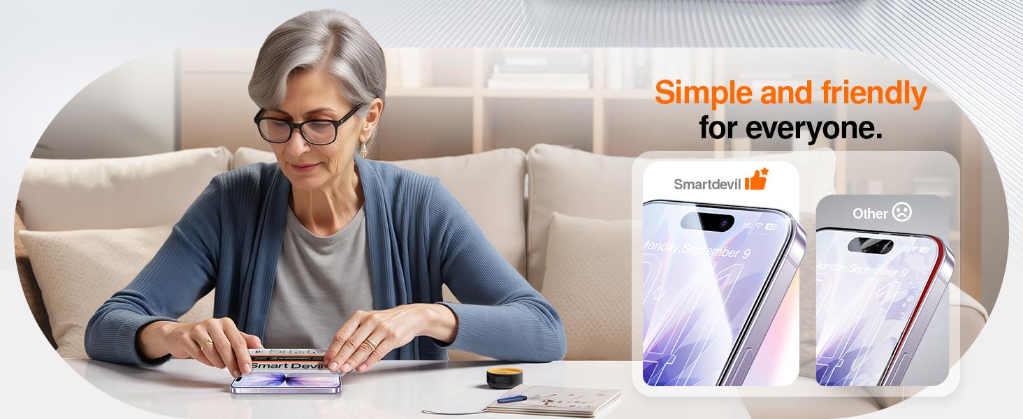 【Dust-free Fit Tray】2 Pack SmartDevil HD Clear Screen Protector for iPhone 17promax/17pro/16promax/16pro/15/15pro/14/13pro/13 Tempered Glass, Shatterproof Protection bubble-free Scratch Resistant 9H Hardness,Fast & Easy Installation, Anti-Spy Privacy Film