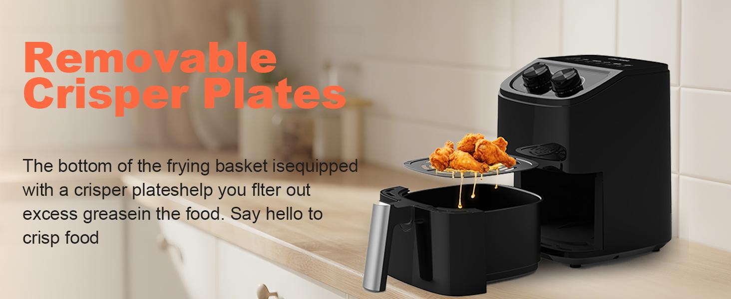 OSTBA 2.5QT/4.5QT Air Fryer for 1–2 People, Small Air Fryer with 6 Menu Options, Dual Knob Manual Temp & Timer, 3D Rapid Air Circulation, Nonstick & Dishwasher Safe Basket, Oil-Free Healthy Cooking