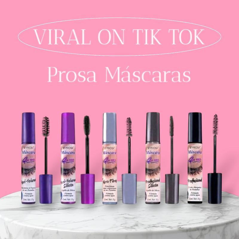 Prosa Viral 4 in 1 Mascara Collection - Professional Silicone Brush for Natural Lash Definition & Longer Length - Makeup