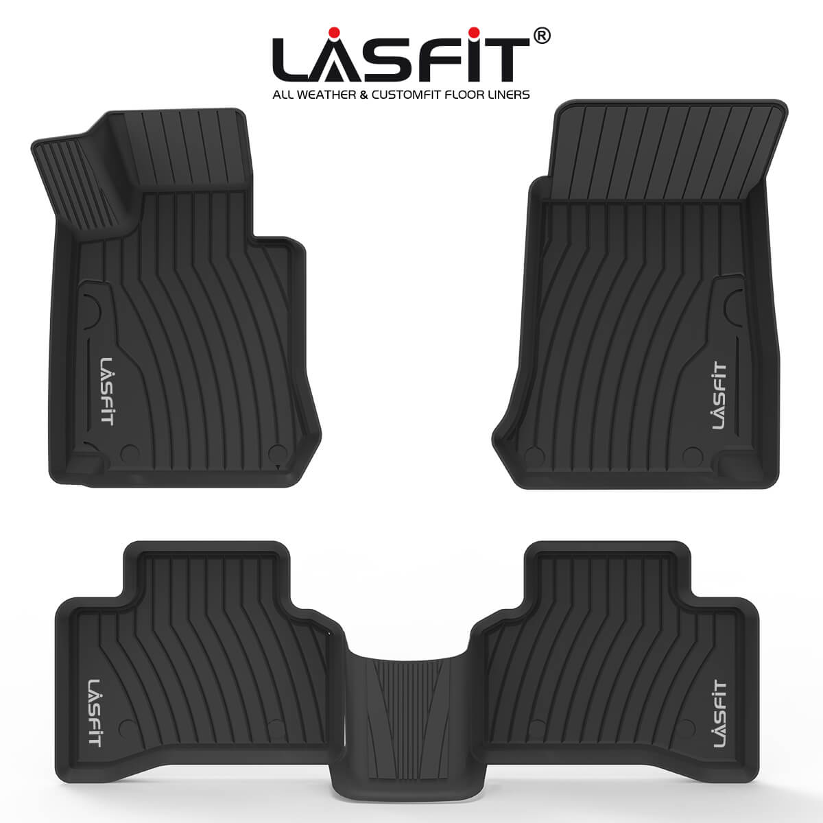 LASFIT Floor Mats Fits for 2016-2023 Mercedes Benz GLC, GLC250/ GLC300/ GLC300e/ GLC350e/ GLC43 AMG/ GLC63 AMG/ GLC63 AMG S, All Weather TPE Car Liners, 1st & 2nd Row Set