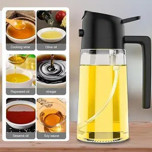 2 in 1 Oil Dispenser and Sprayer, automatic opening and closing, 450 ml, Halloween gifts, 2024 kitchen gadgets, kitchen accessories, Bottle Utensils glass oils glass cooking