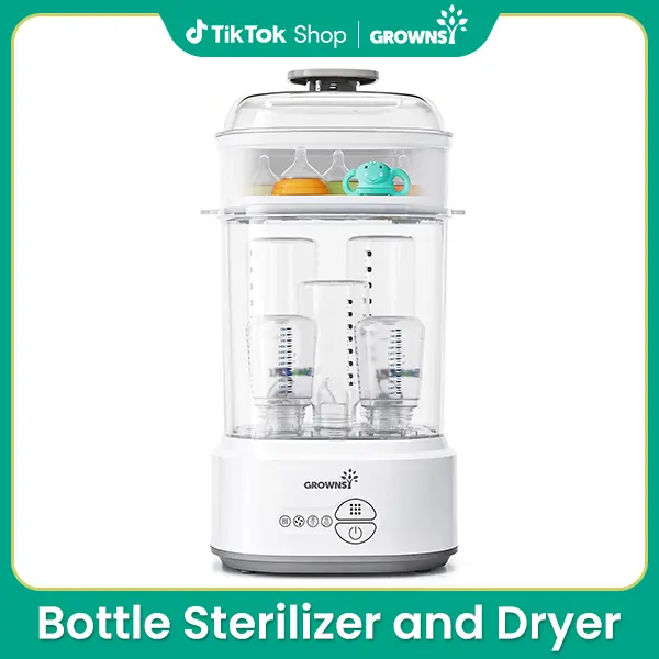 Grownsy Bottle Sterilizer and Dryer, Compact Electric Steam Baby Bottle Sterilizer, Bottle Sanitizer for Baby Bottles, Pacifiers, Pump Parts,Baby Product bottle washer./916