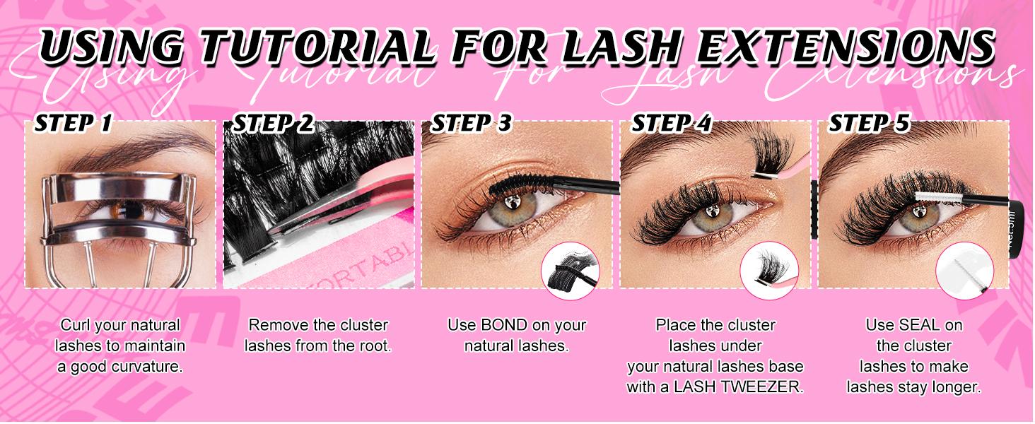 MilyBest 4Style Mini Boxes,1 Set Mixed Length Individval Eyelash Extensions Kit,Self Grafting False Eyelashes with Tweezers&Glue&Remover,Prefessional Eye Makeup Accessories for Women