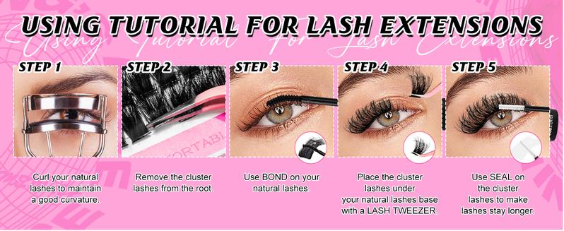 MilyBest 4Style Mini Boxes,1 Set Mixed Length Individval Eyelash Extensions Kit,Self Grafting False Eyelashes with Tweezers&Glue&Remover,Prefessional Eye Makeup Accessories for Women