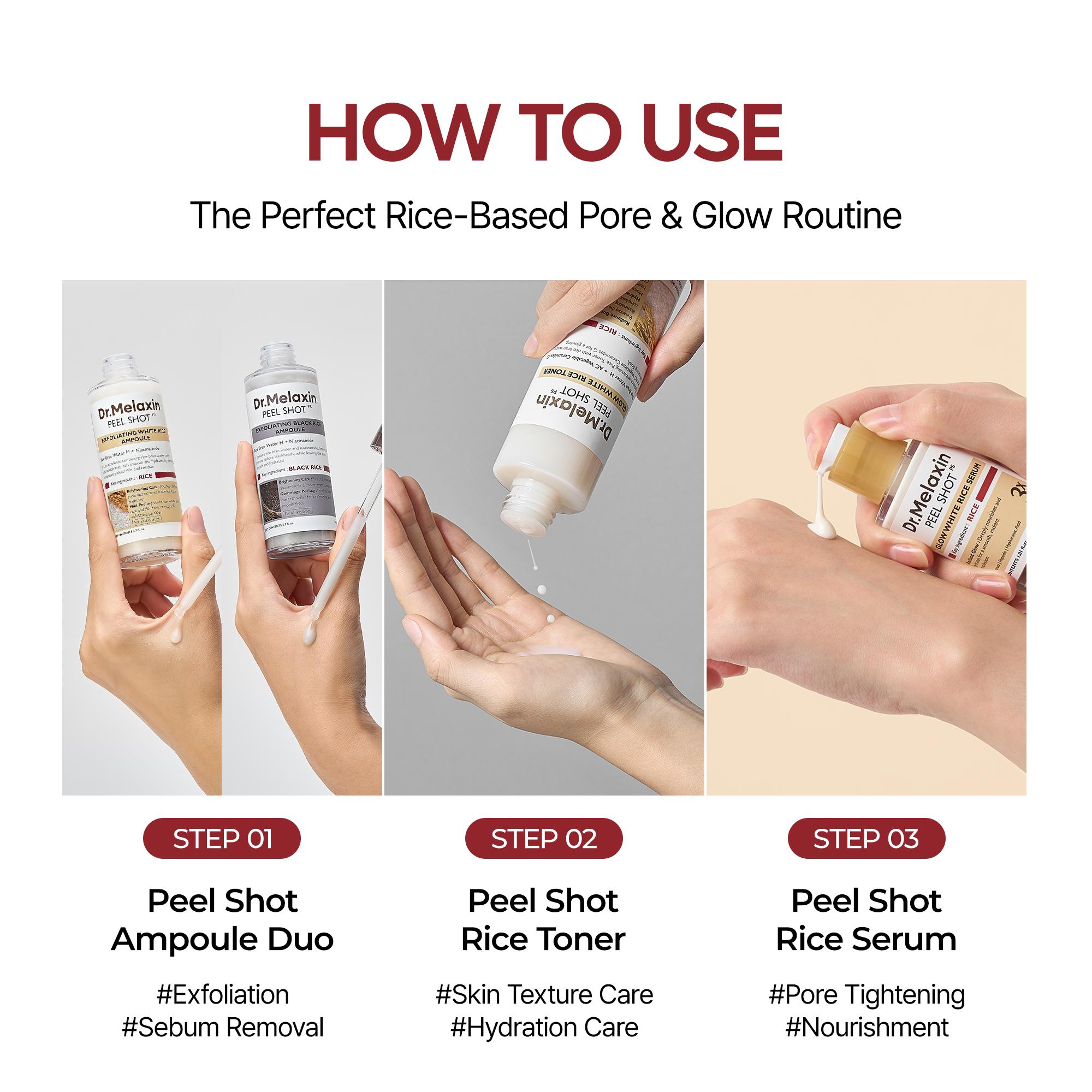 [Dr.melaxin Official] Peel Shot Glow Rice PDRN Serum 30ml Facial Skin Care Smooth Texture For Pore Care Korean Skin Care