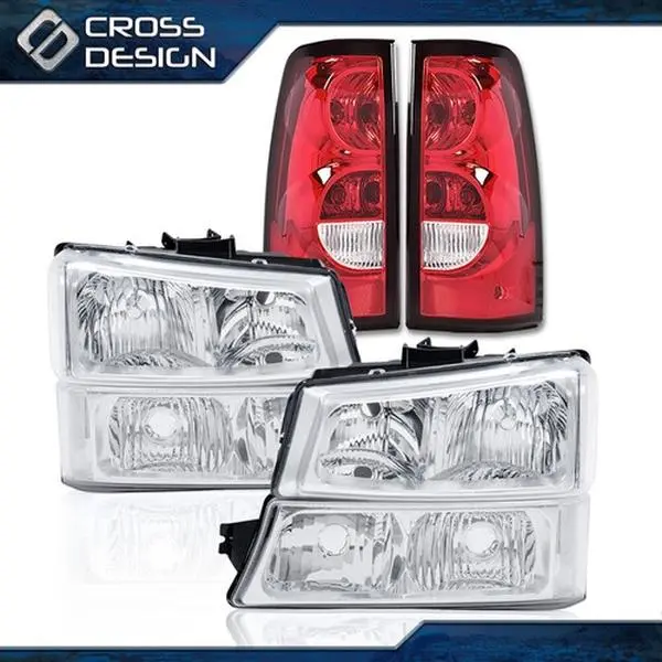 CROSSDESIGN Car LED Headlight Replacement Set - Truck Headlight, Bumper Lights, Tail Lights, Chevy Truck Accessory for 03-06 Chevy Silverado 1500, LED Lighting Assemblies & Components Auto Parts, Led Headlights Lighting Assemblies & Components