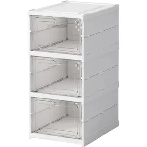 Foldable 3-Tier / 6-Tier Shoe  with Magnetic Clear Doors, Stackable Dustproof Plastic Shoe Storage Cabinet, No Installation, Space Saving for , Wardrobe & Entryway