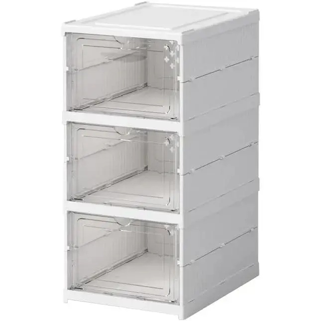 Foldable 3-Tier / 6-Tier Shoe  with Magnetic Clear Doors, Stackable Dustproof Plastic Shoe Storage Cabinet, No Installation, Space Saving for , Wardrobe & Entryway、roof Plastic Shoe Storage Cabinet, No Installation, Space Saving for