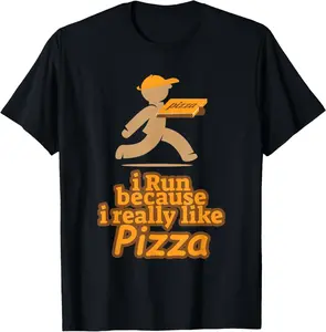 I Run Because I Really Like Pizza T-Shirt – Funny Running Lover Graphic Tee, Pizza Lover Humor Shirt, Marathon Runner Gift, Casual Unisex Fitness T-Shirt