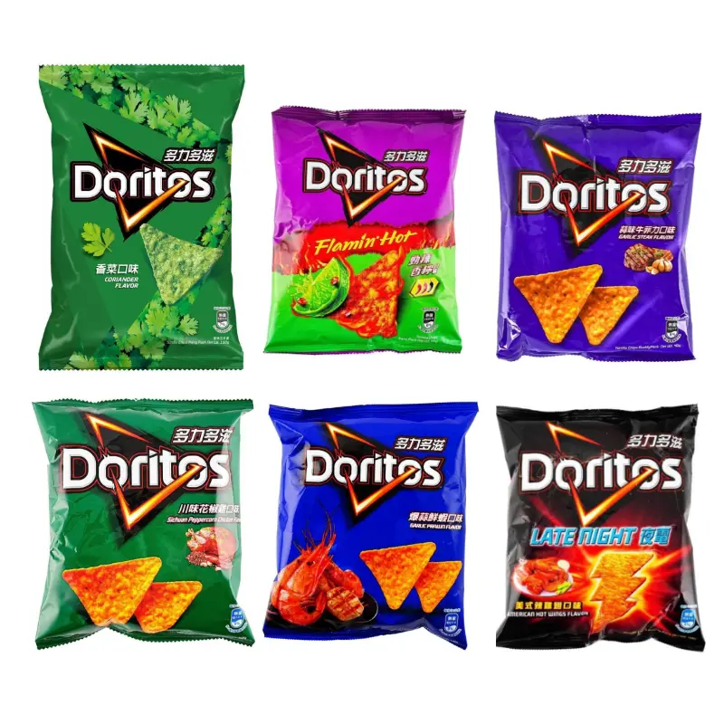 Doritos Taiwan Coriander/Spicy Lemon/Sichuan Pepper Chicken/Artificial Buffalo Wings/Garlic Beef/Garlic Shrimp  Flavor Corn Chips- Unique Asian Snack Experience Crispy Pack，Limited Edition