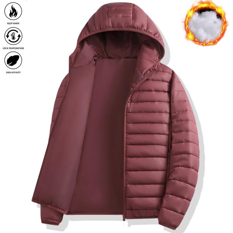 Men's Ultra-Lightweight Puffer Hooded Jacket – Fashionable Quilted Coat with Multiple Pockets, Ideal for Cold Weather – Perfect for Outdoor Activities and Everyday Wear casual woven fabric a goose
