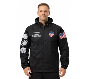 Coaches Make Champions Jacket Windbreaker for All Sports Lightweight Waterproof Windproof Hooded for All Seasons Ideal for Coaches