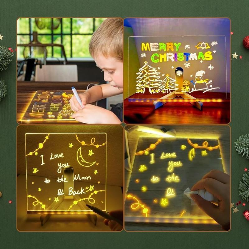 Dohelly Acrylic LED Drawing Board for Kids, Acrylic Dry Erase Light-Up Drawing Board with Stand, Markers & Wipes, Erasable Reusable Board for Kids Learning, Ideal Gift for Birthday Modern LED Lamp for Office School Home