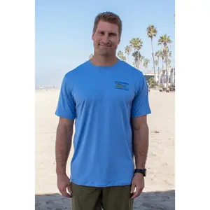 Men's UPF 50 Sun Defense Short Sleeve Shirt - Heather Blue Mahi