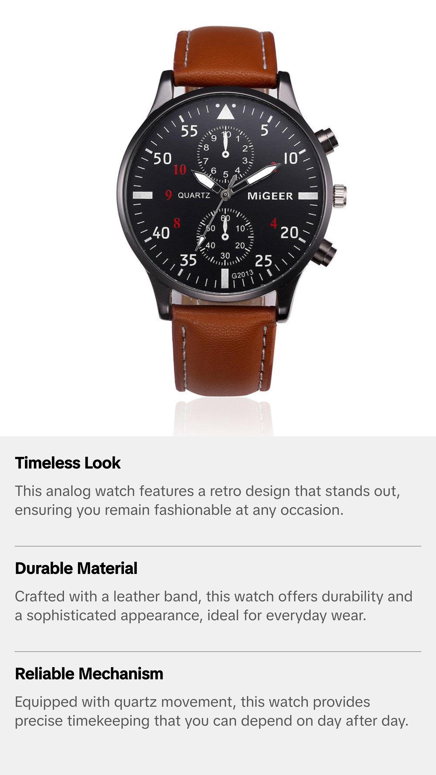 Retro Design Leather Band Watches Men Top Brand Relogio Masculino NEW Mens Sports Clock Analog Quartz Wrist Watches