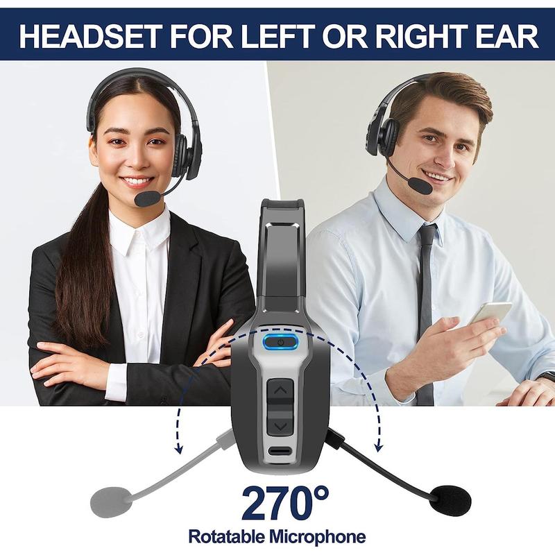 Trucker Bluetooth 5.2 Wireless Headset With Noise Cancelling Mic 35 Hours Talk Time 96 Hours Stand-by Hi-Res Audio For Phones PC