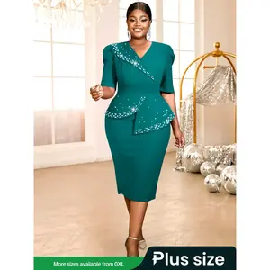 Plus Size Elegant Mother of the Bride Dress, Ruffled Design for Tummy Control, Slimming Stylish Dress for Wedding and Events