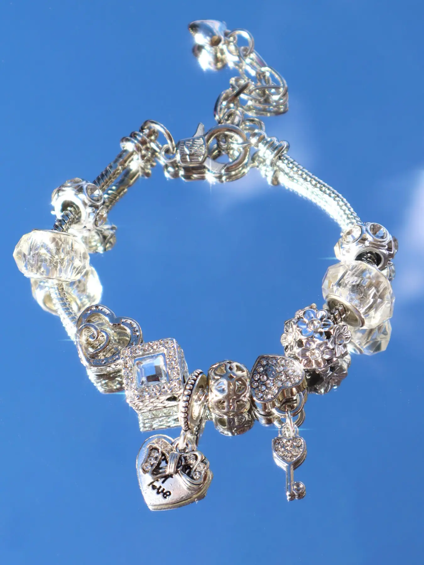 Classic Lock Head Keychain Bracelet, Vintage Heart Butterfly Charm Bracelet, Floral Teardrop DIY Bracelet, Fashionable Heart Bracelet, Adjustable Charm Bracelet, Hand Chain, Alloy Chain Bracelet, Alloy Heart Bracelets