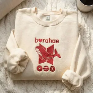 [SHIP FROM US]  Borahae Embroidered Sweatshirt, Bangtan Kpop Boys Fan Merch, Kpop World Tour 2026 Shirt, Bangtan Comeback 2026 Shirt, Army Concert Shirt