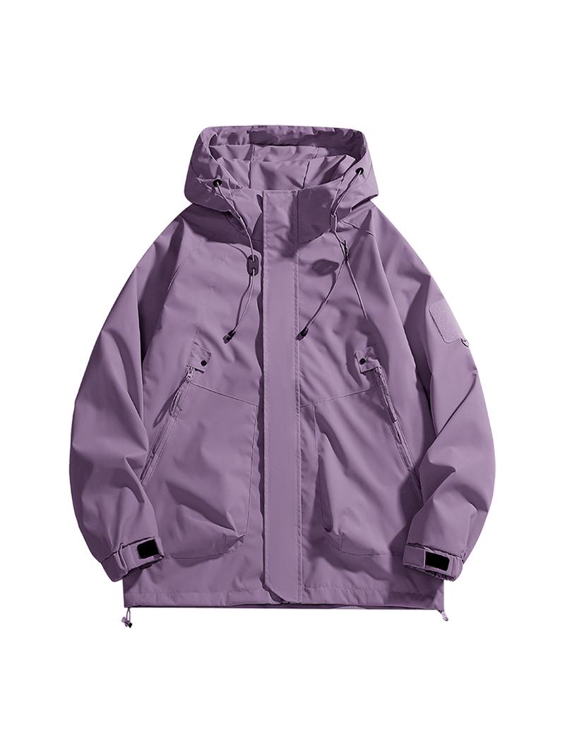 CCCMAI Men's Windbreaker Jacket with Hood Zippered Pockets & Adjustable Drawstrings Regular Fit Spring Fall Outdoor Workwear for Hiking Camping Casual Wear Hiking Gear Functional Design Durable Fabric