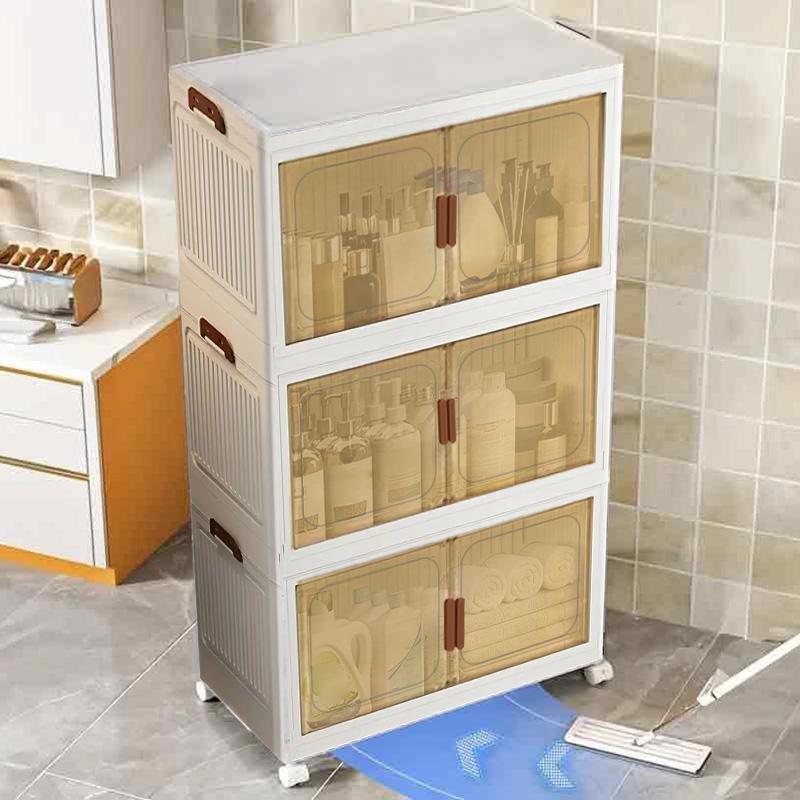 70CM-2/3/4/5 Layers    plastic folding storage box with multi-layer, stackable storage box with wheels, suitable for home storage of books, clothes, toys, closet, wardrobe, bedroom, bathroom, office, basic bedroom furniture Storage Box