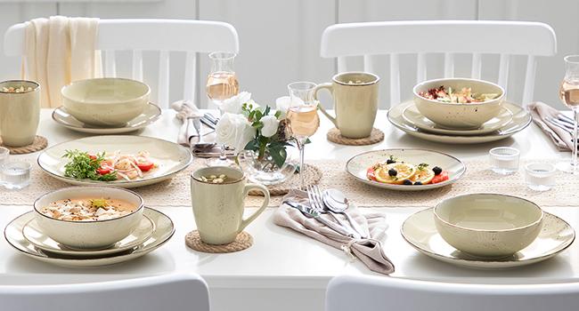 Vancasso Navia 16PC Stoneware Dinner Set for 4 - Speckled Spray Spot Pattern with 4 Dinner Plates, 4 Side Plates, 4 Bowls and 4 Mugs Tableware Vancasso Navia 16PC Stoneware Dinner Set for 4 - Speckled Spray Spot Pattern with 4 Dinner Plates, 4 Side Plates, 4 Bowls and 4 Mugs Tableware