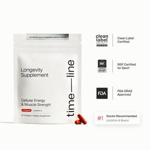 Timeline Mitopure Urolithin A Softgels - Clinically Proven for Energy Muscle Strength & Cellular Renewal, Vegan, NSF Certified, FDA GRAS Approved - Supplement, Healthcare, Healthy Aging Supplements