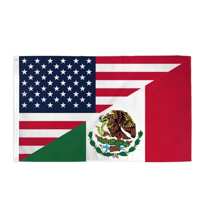 Mexico United States Friendship Flag Vivid Colors - Fade Resistant - Banners Hangg unique gi