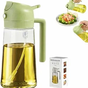 2-In-1 Glass Olive Oil Sprayer & Pourer - Transparent Black for Kitchen, Air Fryer, Salad & BBQ