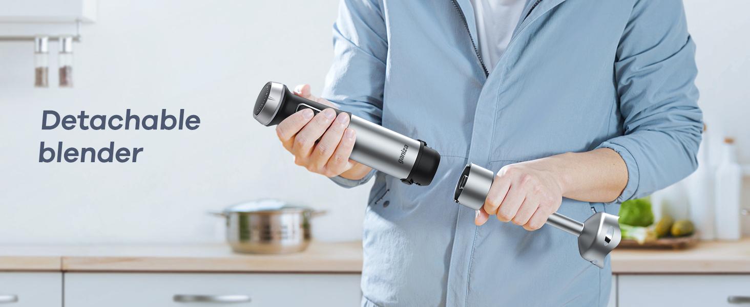 Ganiza 7 in 1 Electric Immersion Blender Handheld, Max 1000W, 15 Speed and Turbo Mode, Stainless Steel, With 1500ml Food Processor and Other 6 Pieces Blade Clean kitchenaid stand mixer frother Easy Powerful Control Fruit Juicer