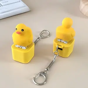 Quacking duck Music Box,Stress-relieving toys, live animal keychains funny quacking duck hat keychain, Party favors