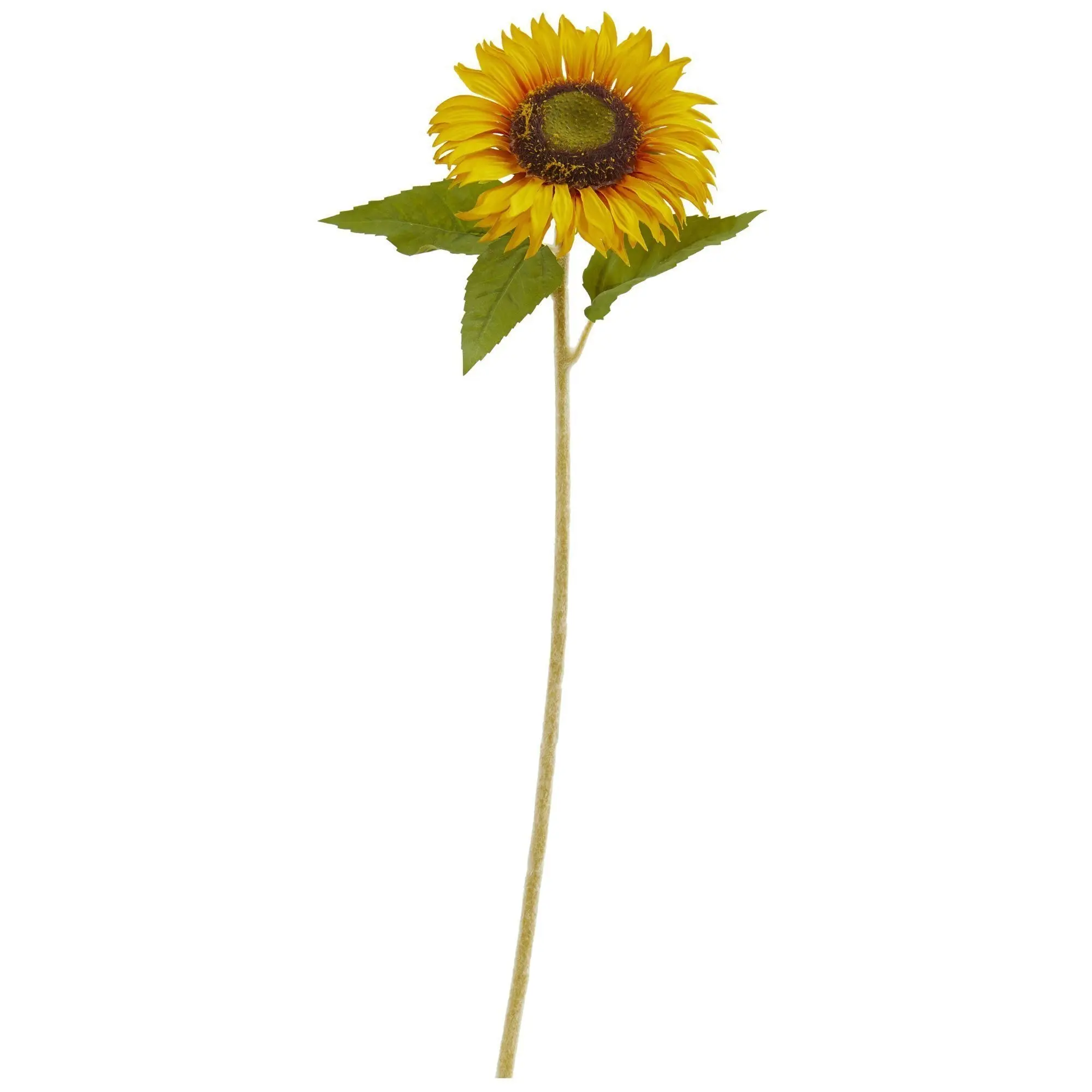 12-Piece 24in Decorative Artificial Sunflower Ornaments Set - Fake Flowers with Green Leaves, Planter-Ready Artificial Plant for Table, Room Decor Home Accent