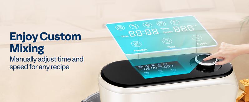 VIVOHOME Multifunctional Stand Mixer, Kitchen Electric Blender, Household Food Mixer for Baking, Bread, and Cakes, with Dough Hook, Beater, Whisk, and Splash Guard