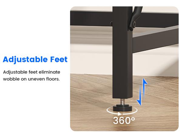 Kepptory L Shaped Gaming Desk, Home Office Computer Desk with Raised Display Stand, 2 Drawers and Glass Cabinets with LED Lights, Corner Desk with Storage Shelves, Power Outlet, Black